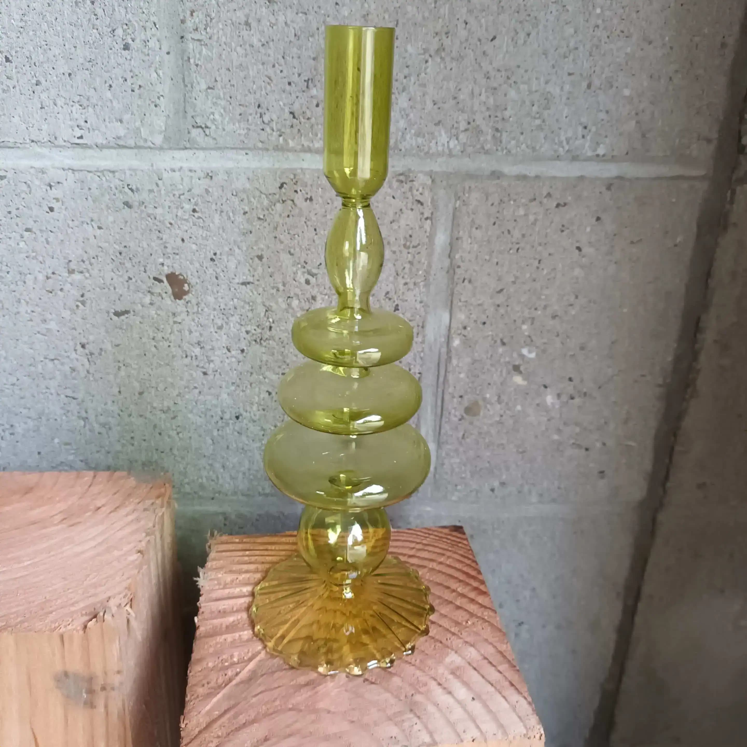 Glazen kandelaar groen
