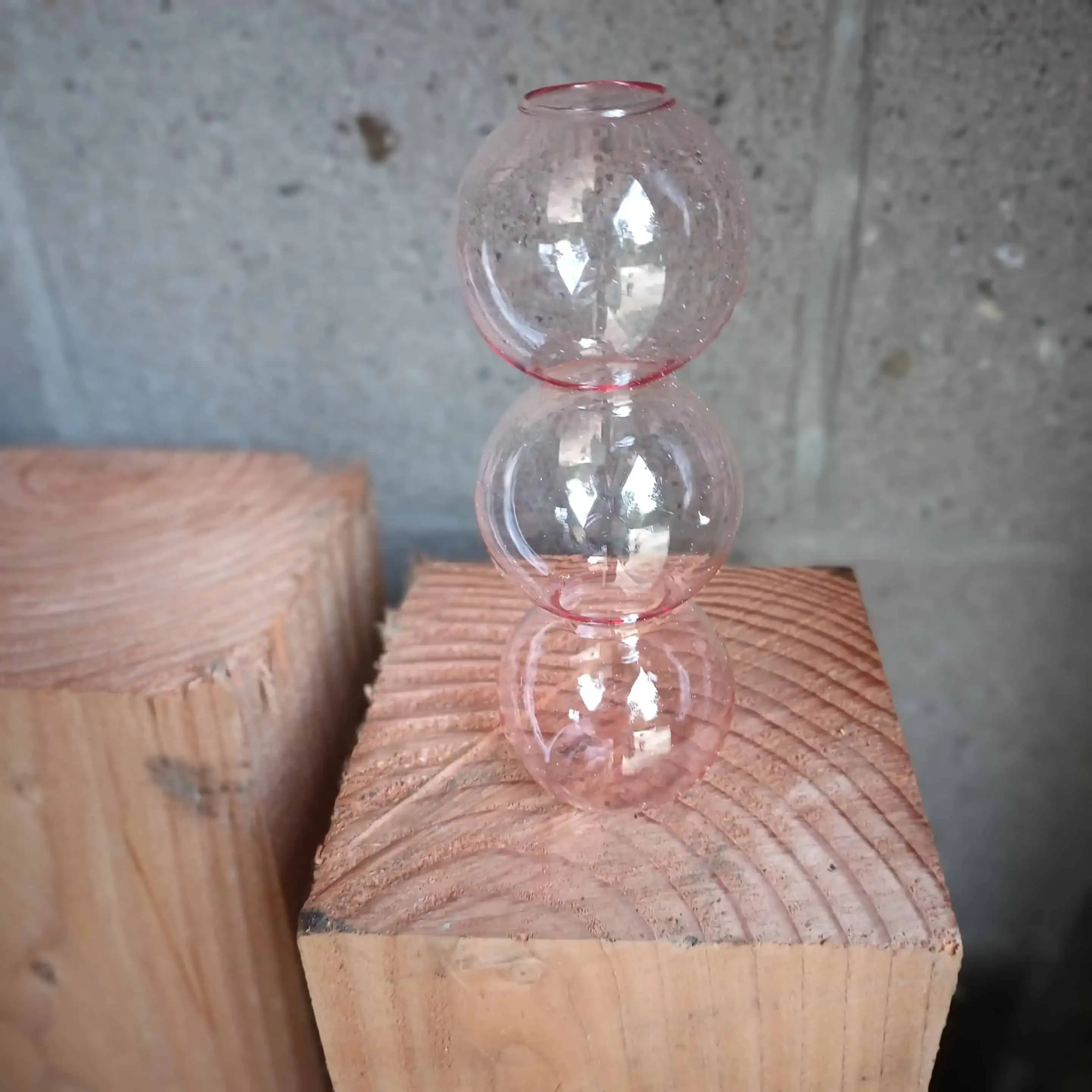 Glazen vaasje/kandelaar pink