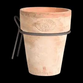 Aged terracotta bloempot met wandhanger